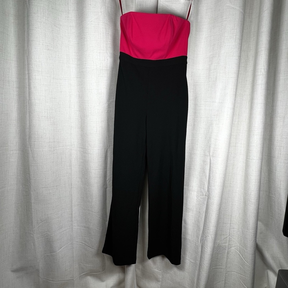 NEW! White House Black Market Size 2 Colorblock Pink Black Strapless Jumpsuit